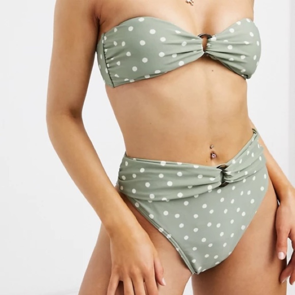 A&F O-Ring Dot Bikini Top Sage Green